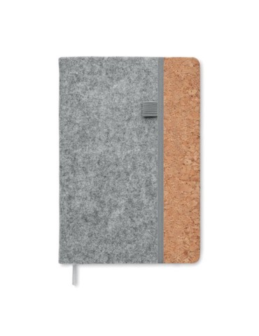 Carnet A5  en liège RPET personnalisé CORKBOOK Matières : papier Couleurs : gris accessoire événementiel unique