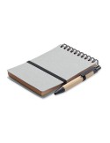 Cahier recyclé personnalisé et stylo à bille NOTIE Matières : papier recyclé Couleurs : gris