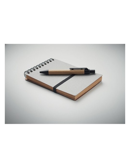 Cahier recyclé et stylo à bille NOTIE
