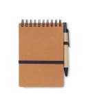 Cahier recyclé personnalisé et stylo à bille NOTIE Matières : papier recyclé Couleurs : marron marquage laser ultra précis