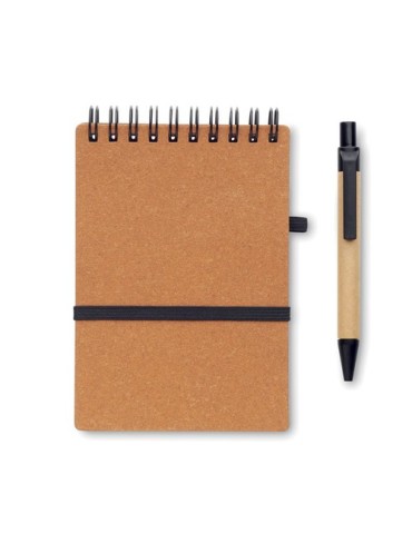 Cahier recyclé personnalisé et stylo à bille NOTIE Matières : papier recyclé Couleurs : marron personnalisation rapide en France
