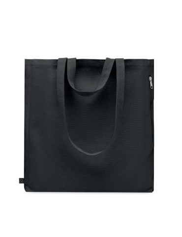 Sac shopping  en coton recyclé GAVE COLOUR Matières : coton recyclé Couleurs : noir impression logo haute qualité