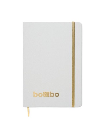 Carnet A5 à couleur révélée personnalisé ROUTE WHITE Couleurs : doré Matières : carton de lait recyclé objet promo petit budget