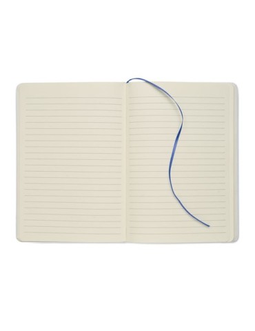 Carnet A5 à couleur révélée personnalisé ROUTE WHITE Couleurs : bleu Matières : carton de lait recyclé marquage laser ultra préc