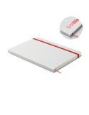 Carnet A5 à couleur révélée personnalisé ROUTE WHITE Couleurs : rouge Matières : carton de lait recyclé cadeau entreprise pas ch