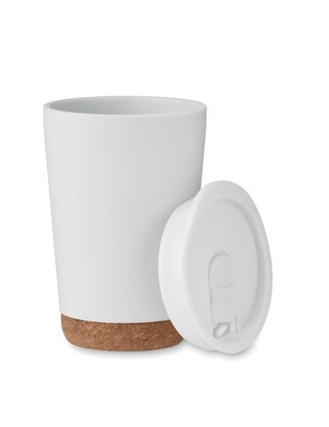Gobelet double paroi 300 ml personnalisé CO Matières : polypropylène (PP) Couleurs : blanc personnalisation rapide en France