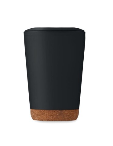 Gobelet double paroi 300 ml personnalisé CO Matières : polypropylène (PP) Couleurs : noir marquage laser ultra précis