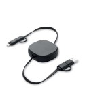 Câble de charge rétractable  60W - LINEA Matières : ABS recyclé Couleurs : noir