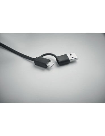 Câble de charge rétractable  60W - LINEA Matières : ABS recyclé Couleurs : noir livraison express 24h 48h