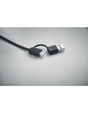 Câble de charge rétractable  60W - LINEA Matières : ABS recyclé Couleurs : noir livraison express 24h 48h
