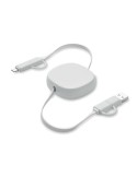 Câble de charge rétractable  60W - LINEA Matières : ABS recyclé Couleurs : blanc personnalisable avec votre logo