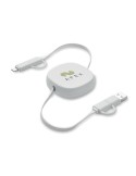 Câble de charge rétractable  60W - LINEA Matières : ABS recyclé Couleurs : blanc marquage laser ultra précis