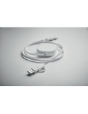Câble de charge rétractable  60W - LINEA Matières : ABS recyclé Couleurs : blanc objet promotionnel éco-responsable
