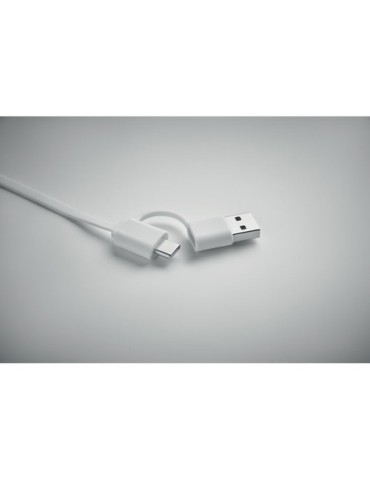 Câble de charge rétractable  60W - LINEA Matières : ABS recyclé Couleurs : blanc cadeau collaborateur premium