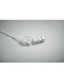 Câble de charge rétractable  60W - LINEA Matières : ABS recyclé Couleurs : blanc cadeau collaborateur premium