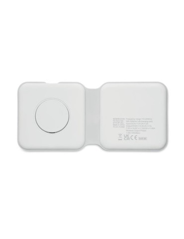 Chargeur pliable  2 en 1 15W FLIP Matières : ABS Couleurs : blanc goodies publicitaire événementiel