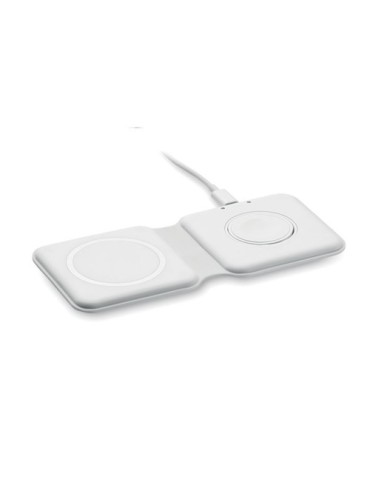 Chargeur pliable  2 en 1 15W FLIP Matières : ABS Couleurs : blanc marquage laser ultra précis