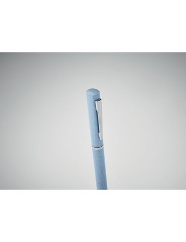 Stylo twist personnalisé en paille de blé/ABS - MAIPEN Matières : ABS Couleurs : bleu bébé goodies publicitaire événementiel
