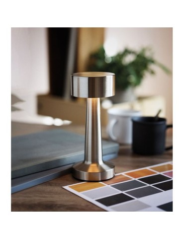 Lampe de table rechargeable  HIERLUZ Matières : métal Couleurs : argenté mat cadeau entreprise pas cher