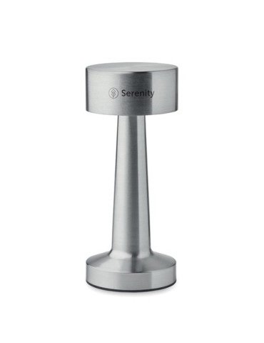 Lampe de table rechargeable  HIERLUZ Matières : métal Couleurs : argenté mat marquage laser ultra précis