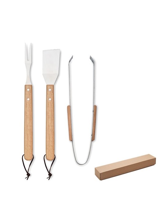 Set de barbecue  en chêne - SMOKEY Matières : acier inoxydable Couleurs : bois