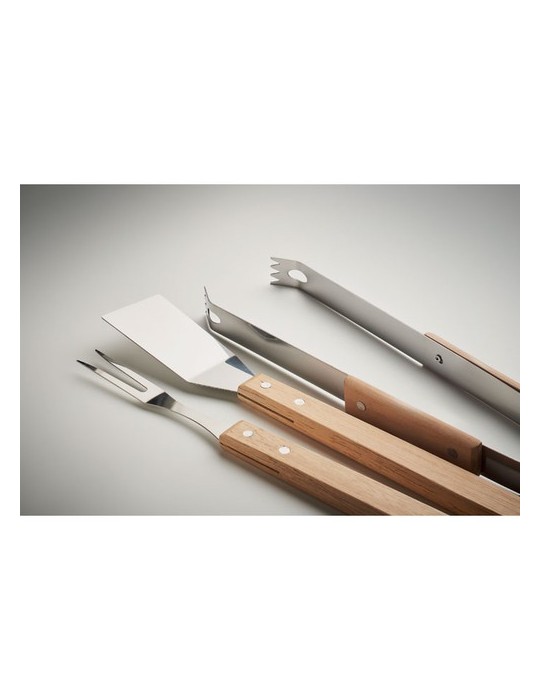 Set de barbecue  en chêne - SMOKEY Matières : acier inoxydable Couleurs : bois cadeau entreprise pas cher
