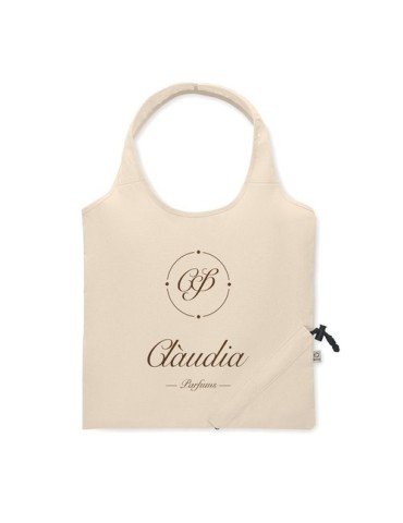 Sac shopping pliable  140 gr/m² CARRIE Matières : coton recyclé Couleurs : beige impression haute définition