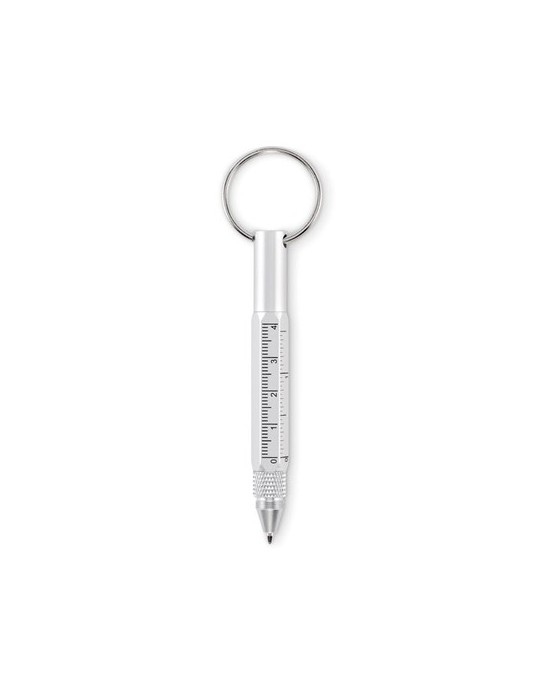 Porte-clés personnalisé avec stylo à bille - TWEN Matières : aluminium recyclé  Couleurs : argenté mat cadeau entreprise pas che
