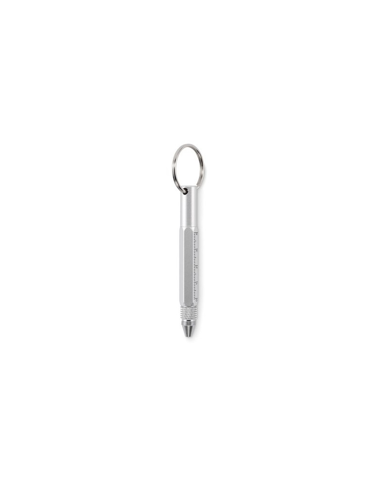 Porte-clés personnalisé avec stylo à bille - TWEN Matières : aluminium recyclé  Couleurs : argenté mat livraison express 24h 48h