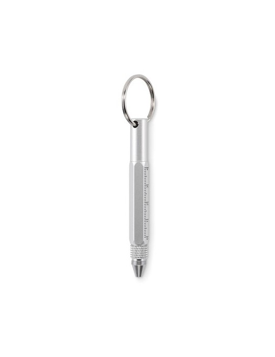 Porte-clés personnalisé avec stylo à bille - TWEN Matières : aluminium recyclé  Couleurs : argenté mat livraison express 24h 48h