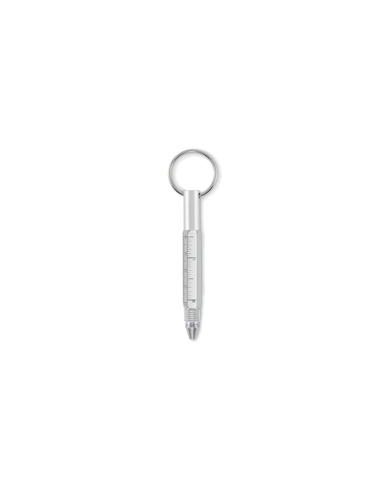 Porte-clés personnalisé avec stylo à bille - TWEN Matières : aluminium recyclé  Couleurs : argenté mat personnalisation rapide e