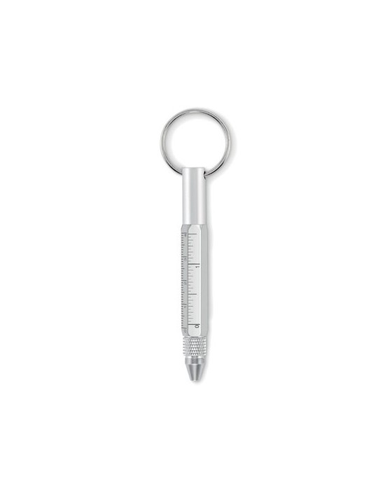 Porte-clés personnalisé avec stylo à bille - TWEN Matières : aluminium recyclé  Couleurs : argenté mat personnalisation rapide e