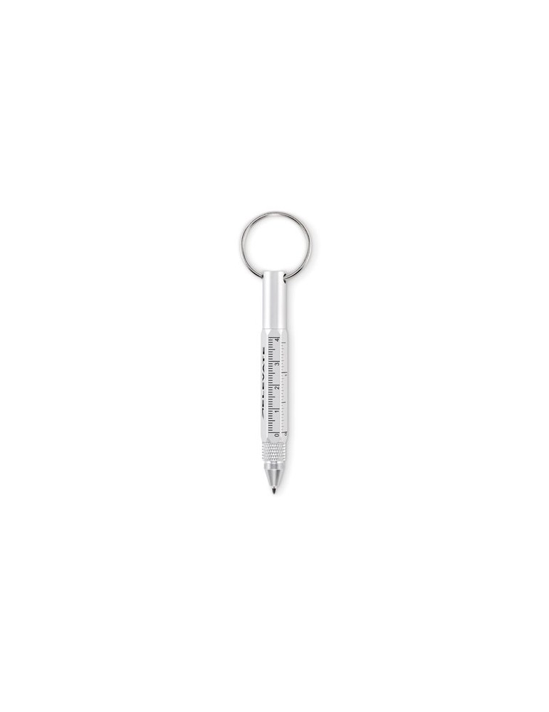 Porte-clés personnalisé avec stylo à bille - TWEN Matières : aluminium recyclé  Couleurs : argenté mat goodies entreprise design