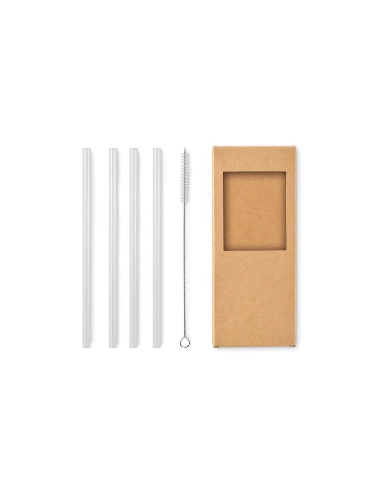 4 pailles réutilisables en verre s GLAW Matières : borosilicate Couleurs : bois