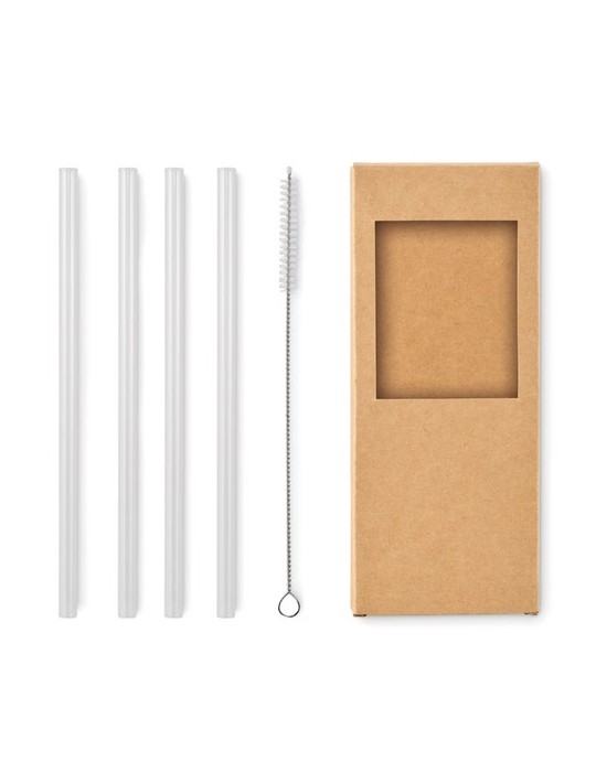 4 pailles verre réutilisables GLAW