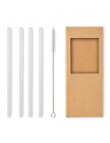 4 pailles réutilisables en verre s GLAW Matières : borosilicate Couleurs : bois