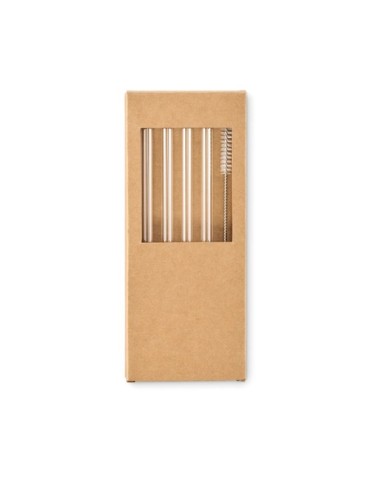 4 pailles réutilisables en verre s GLAW Matières : borosilicate Couleurs : bois impression haute définition