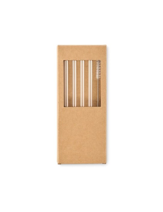 4 pailles verre réutilisables GLAW