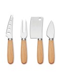 Set de 4 couteaux à fromage personnalisés CAMEMBERT Matières : bois Couleurs : bois personnalisable avec votre logo