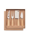 Set de 4 couteaux à fromage personnalisés CAMEMBERT Matières : bois Couleurs : bois impression haute définition