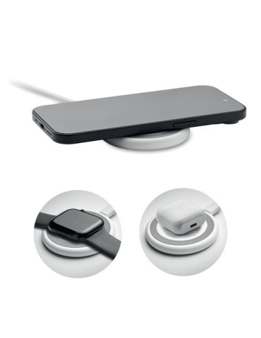 Chargeur sans fil  3 en 1 15W WERLIES Matières : ABS Couleurs : blanc marquage laser ultra précis