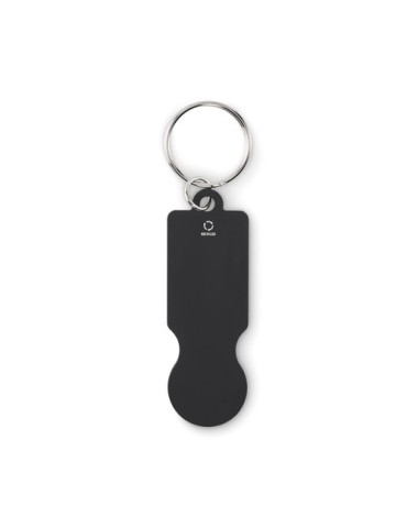 Porte-clés personnalisé avec jeton en métal - TOKLEY Matières : aluminium recyclé  Couleurs : noir cadeau collaborateur premium