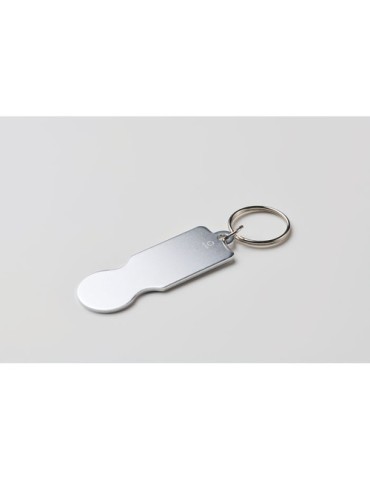 Porte-clés personnalisé avec jeton en métal - TOKLEY Matières : aluminium recyclé  Couleurs : argenté marquage laser ultra préci