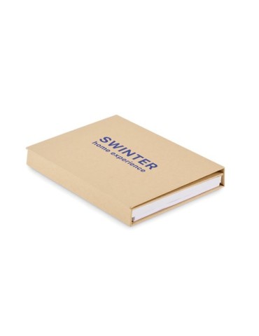 Set de papeterie personnalisé avec bloc-notes CENOTE Matières : papier recyclé Couleurs : beige impression haute définition