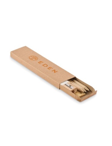 Set d'écriture  personnalisé en boîte en papier STOX Matières : bois Couleurs : beige goodies publicitaire événementiel