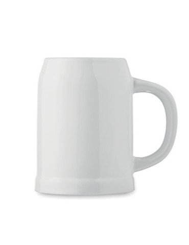 Chope de bière personnalisée 500 ml pas cher SUBLIER Matières : grès Couleurs : blanc cadeau entreprise pas cher