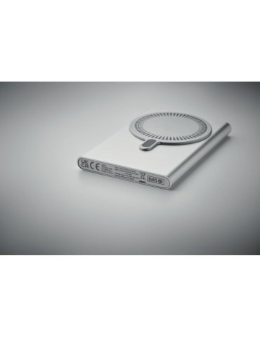 Chargeur sans fil personnalisable powerbank PAWTT Matières : aluminium recyclé  Couleurs : argenté mat cadeau collaborateur prem