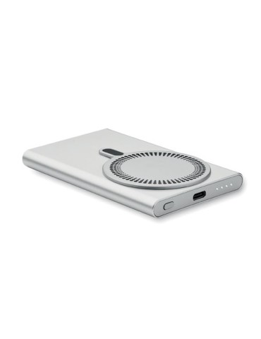 Chargeur sans fil personnalisable powerbank PAWTT Matières : aluminium recyclé  Couleurs : argenté mat impression logo haute qua