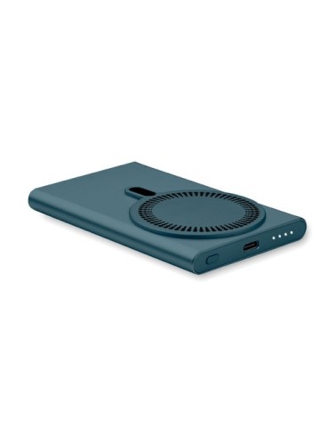 Chargeur sans fil personnalisable powerbank PAWTT Matières : aluminium recyclé  Couleurs : bleu personnalisable avec votre logo