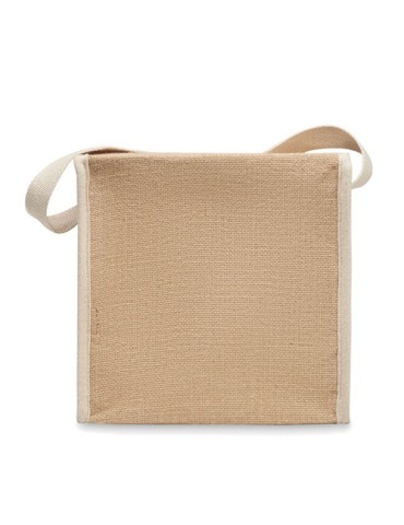 Sac isotherme personnalisé en toile et jute 3L - LONA Matières : jute Couleurs : beige impression haute définition